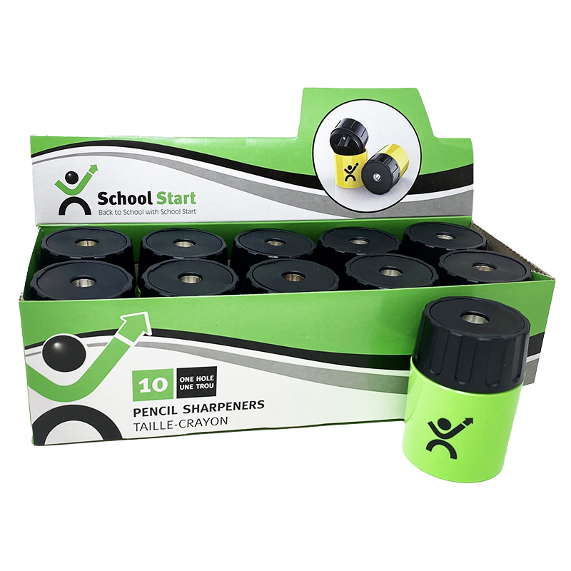 School Start One Hole Pencil Sharpener w/ Container (Assorted, 10 Pack)